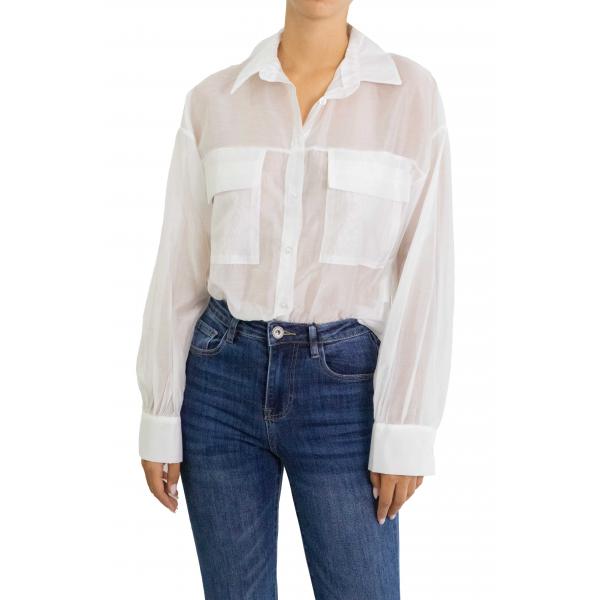 Camicia tinta unita con tasche Flavia 